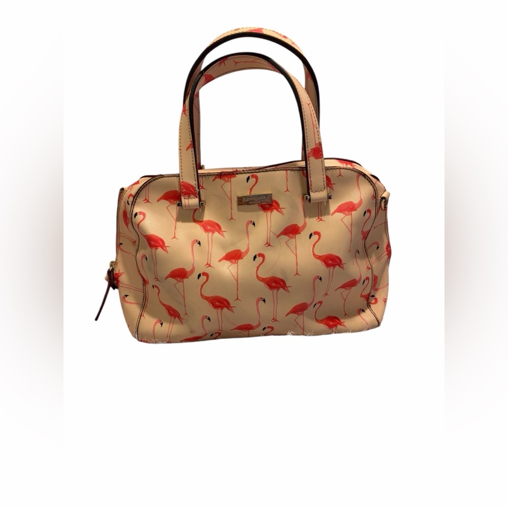 Kate spades Flamingo Print Tan Handbag